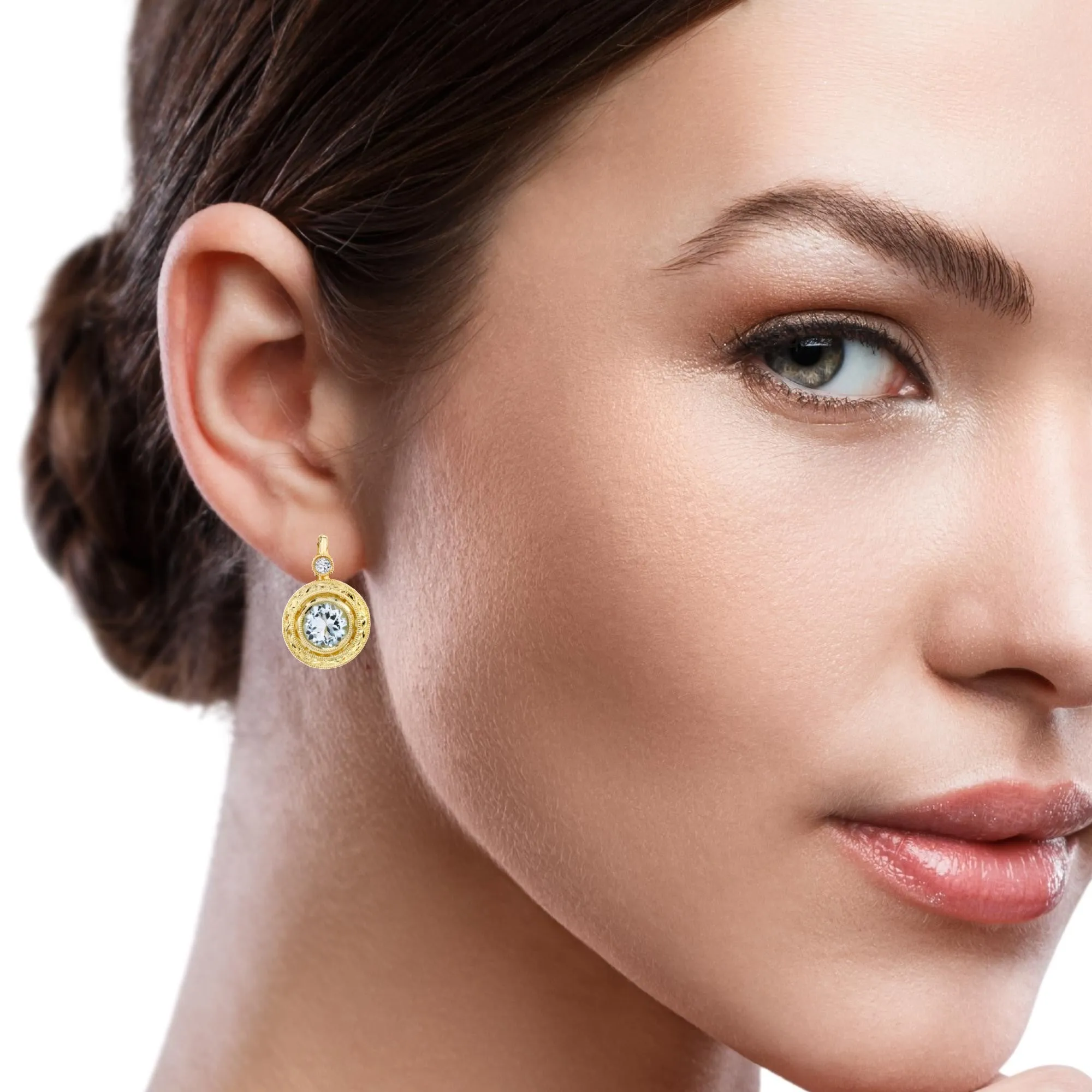 1.00 ct. t.w. Diamond and 18k Yellow Gold Engraved Bezel Earrings
