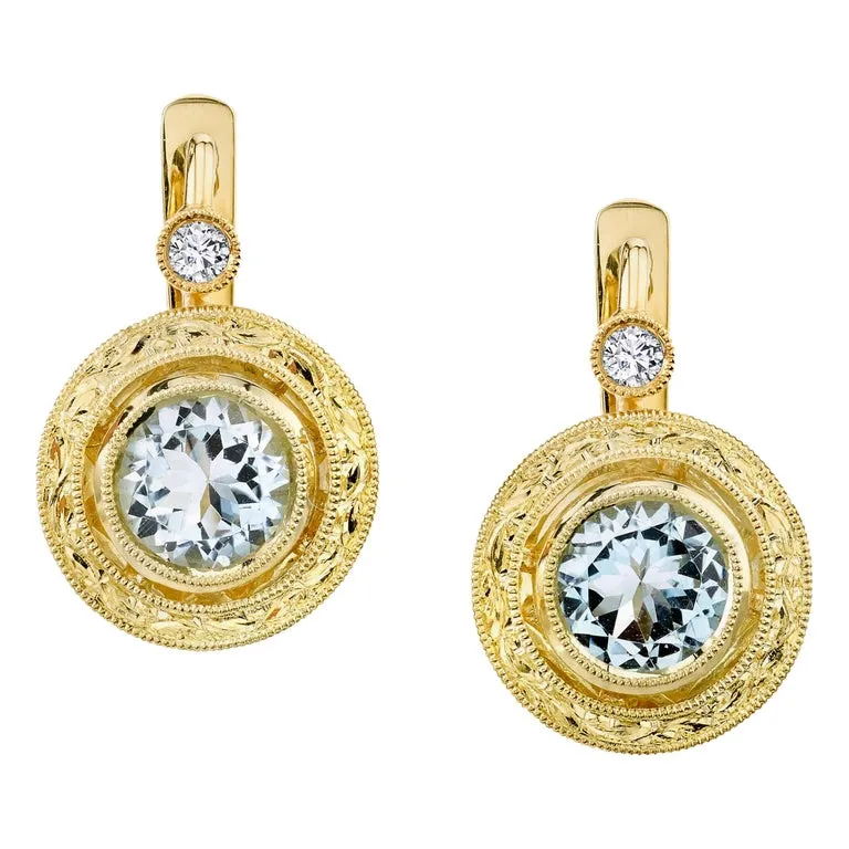 1.00 ct. t.w. Diamond and 18k Yellow Gold Engraved Bezel Earrings