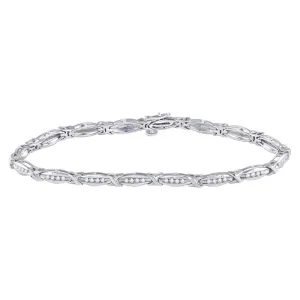 10K White Gold Womens Round Diamond X Link Fashion Bracelet 1/2 Cttw