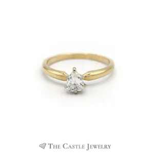 1/2cttw Pear Cut Diamond Solitaire Engagement Ring in 14K Yellow Gold