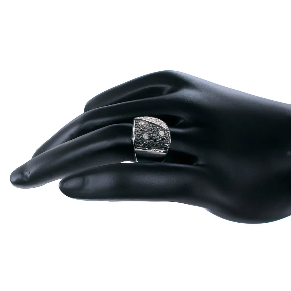1.35 cttw Black Diamond Dome Statement Ring in Sterling Silver