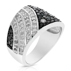 1.35 cttw Black Diamond Dome Statement Ring in Sterling Silver