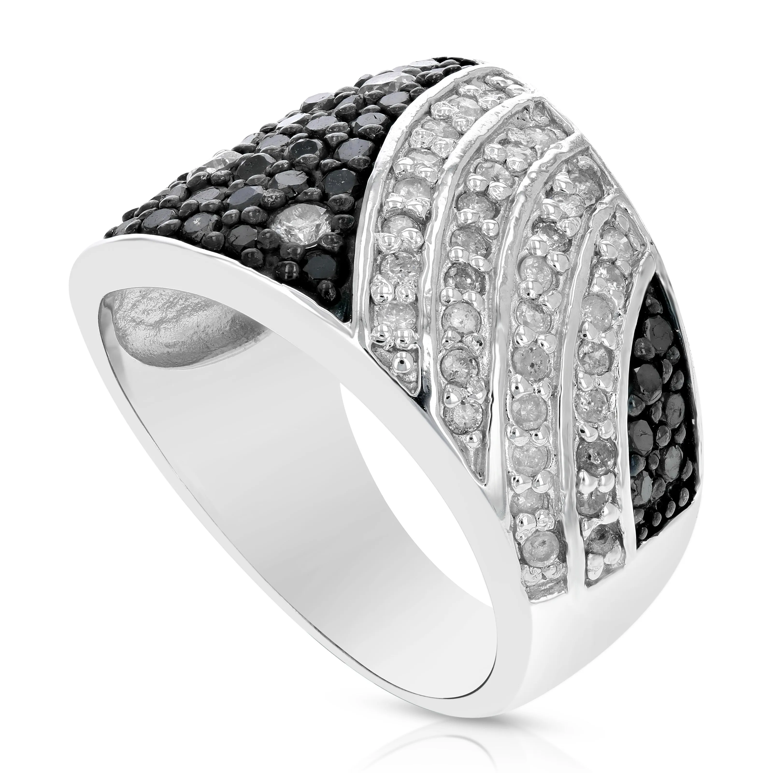1.35 cttw Black Diamond Dome Statement Ring in Sterling Silver