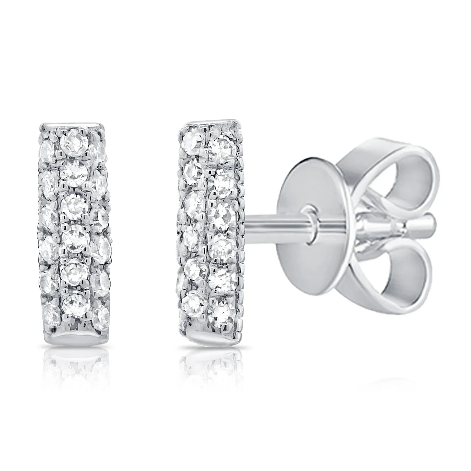14K Rose Gold Diamond Pave Mini Bar Earrings