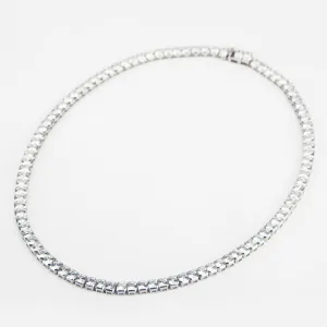 14K White Gold Bezel Set Octagon Necklace