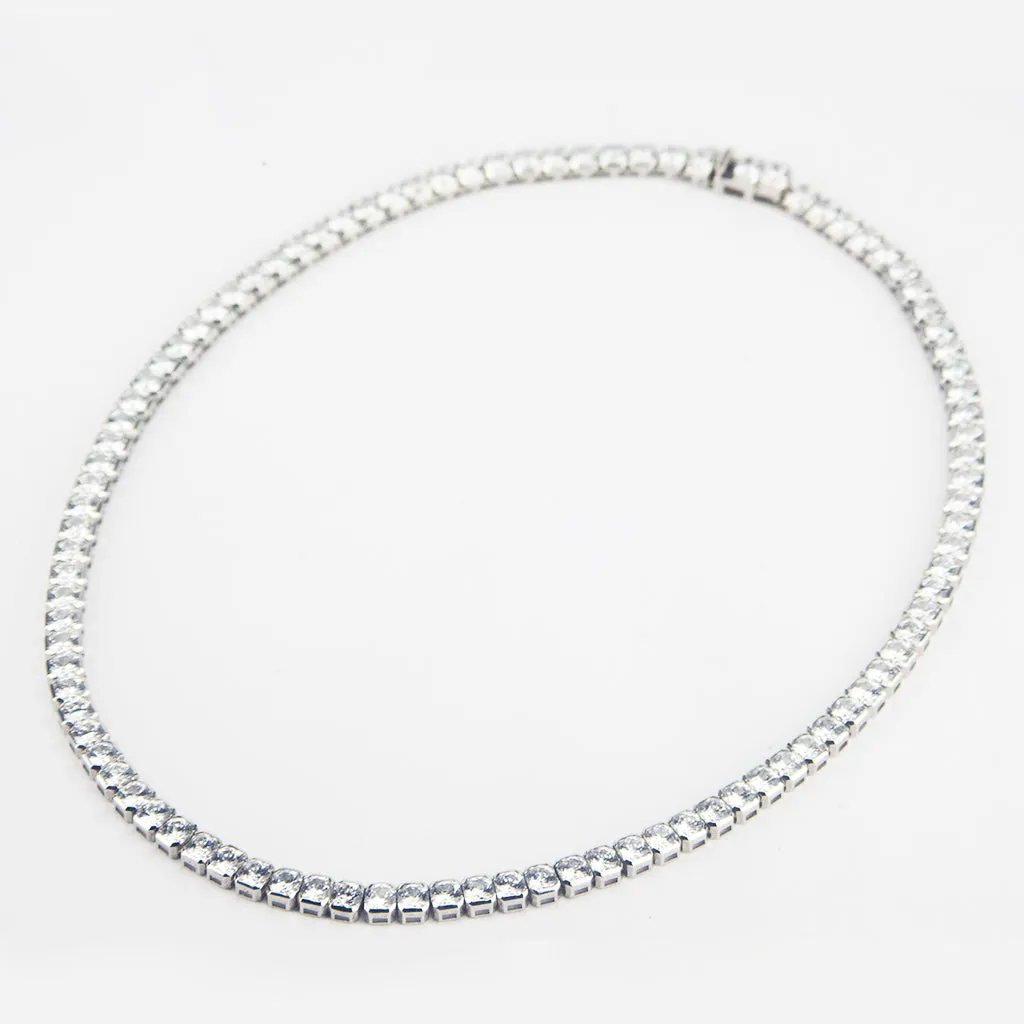 14K White Gold Bezel Set Octagon Necklace