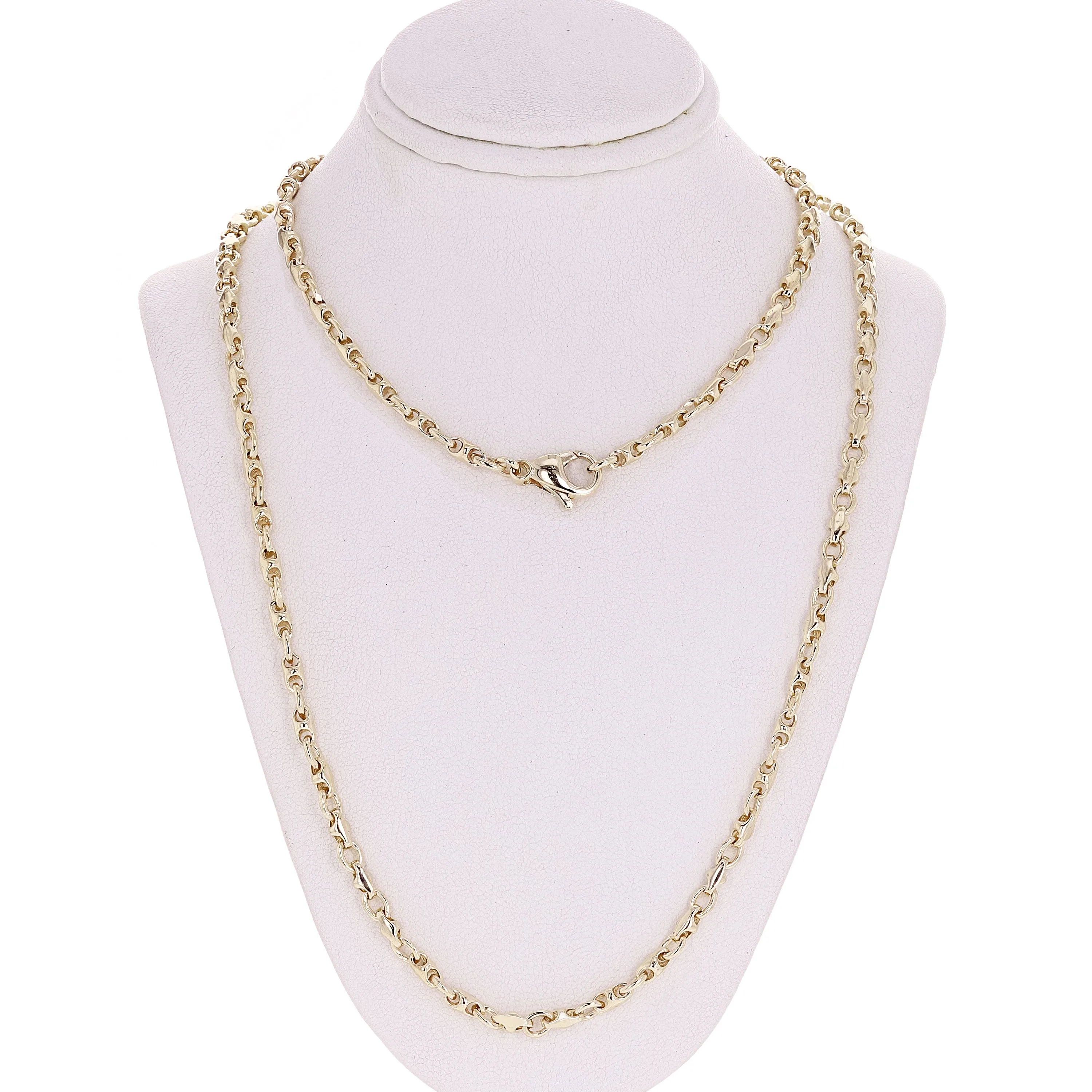 14k Yellow Gold Handmade Fashion Link Necklace 24" 4mm 31 grams