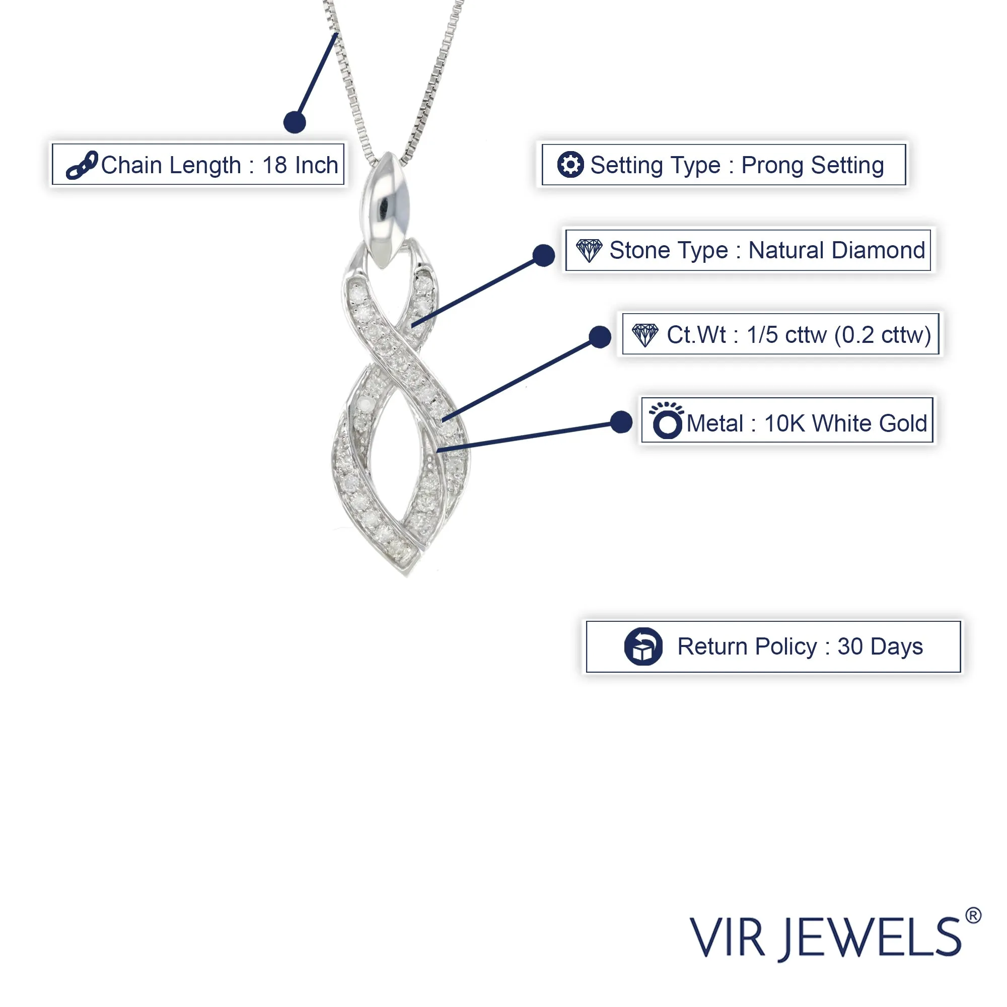 1/5 cttw Diamond Geometric Infinity Pendant Necklace in 10K Gold