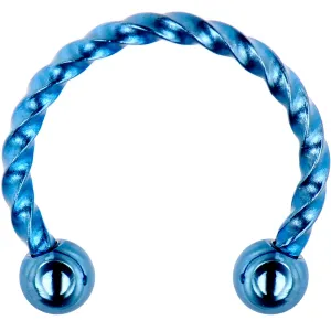 16 Gauge 3/8 Light Blue Seriously Twisted Horseshoe Circular Barbell
