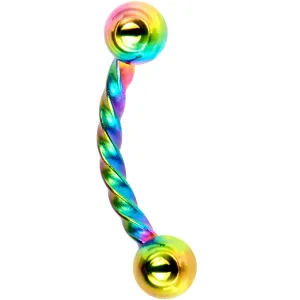 16 Gauge 5/16 Rainbow IP Seriously Twisted Curved Eyebrow Ring