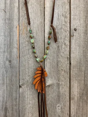 16168 Kingman Turq w/Lthr Headdress & Fringe