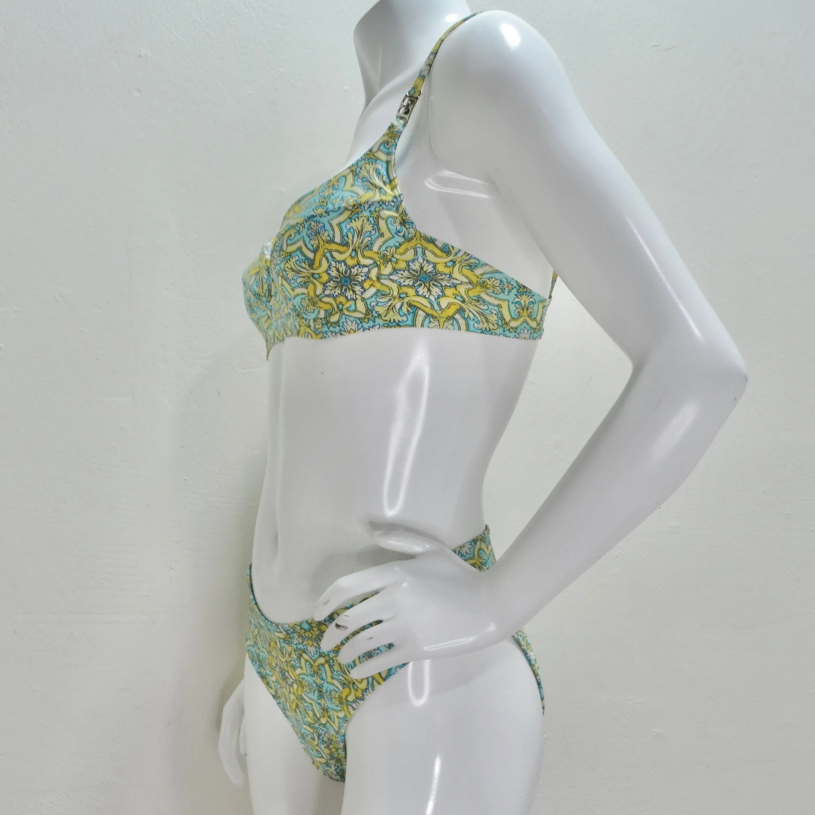 1980s Escape Blue and Yellow Bikini