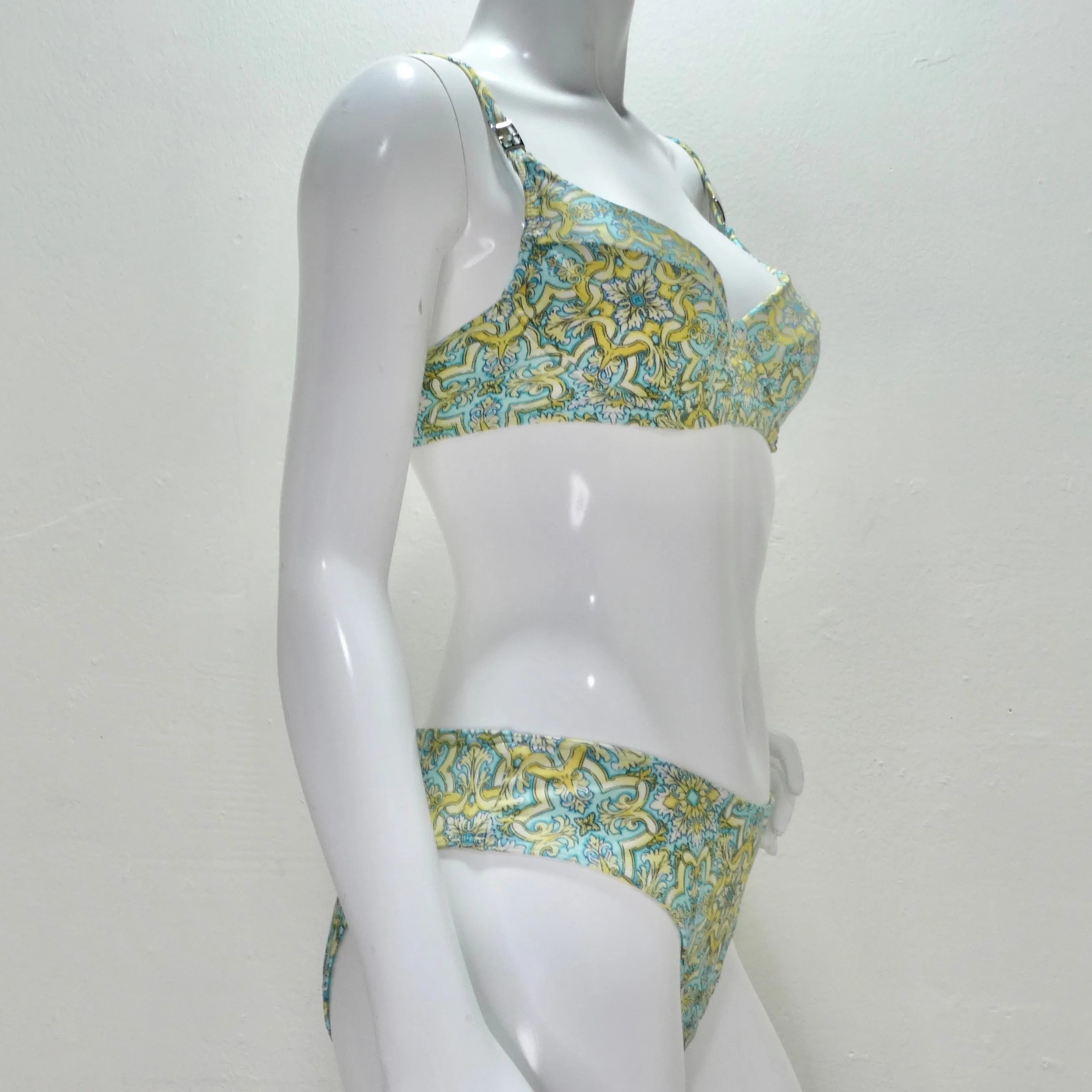 1980s Escape Blue and Yellow Bikini