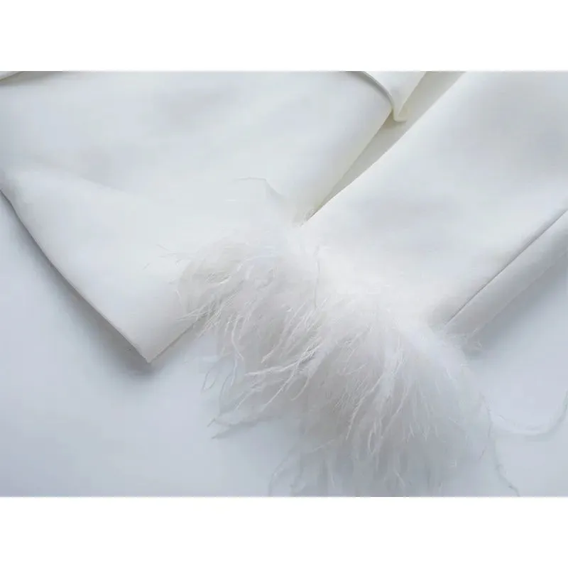 2 Pieces set, with feathers.  Exotic, unique, elegant.