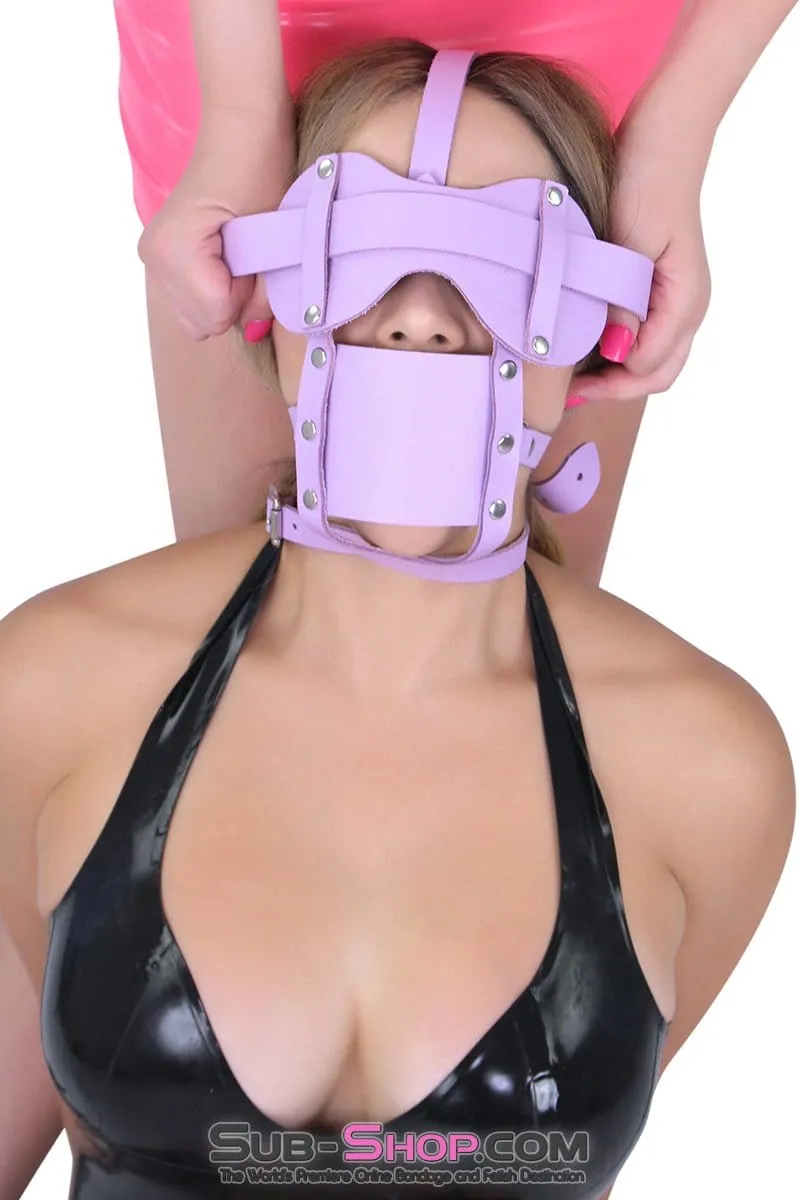 3434A      Purple Leather Wide Blindfold Strap