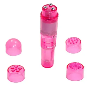 4-inch Pink Pocket Mini Vibrator with Interchangeable Heads