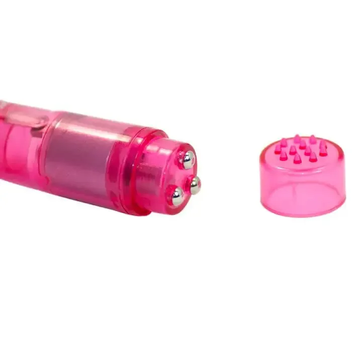 4-inch Pink Pocket Mini Vibrator with Interchangeable Heads