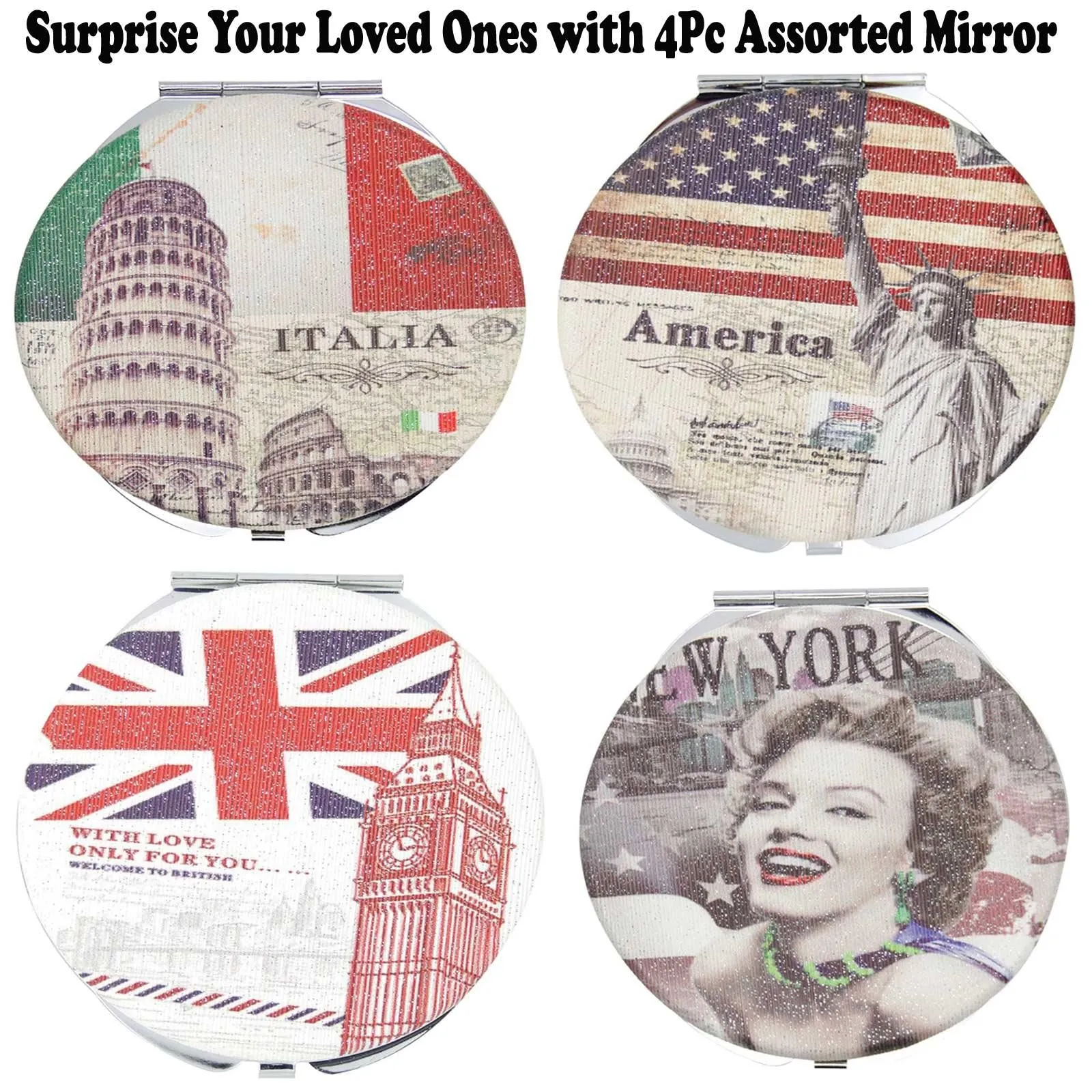 4 Pack Folding Travel Makeup Mirror