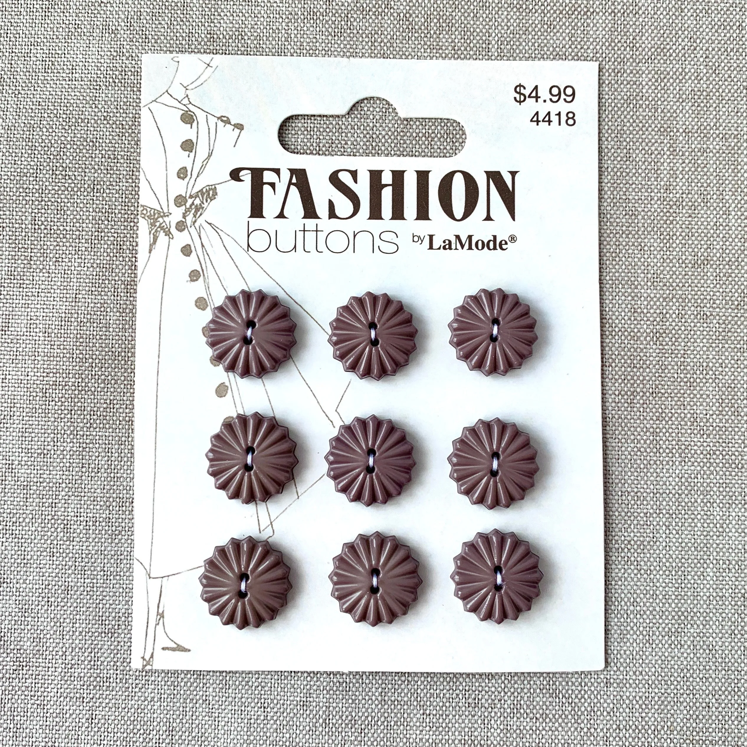 4418 Vintage Mauve Fan - La Mode Fashion - 2 Holes - 16mm - Mauve Purple