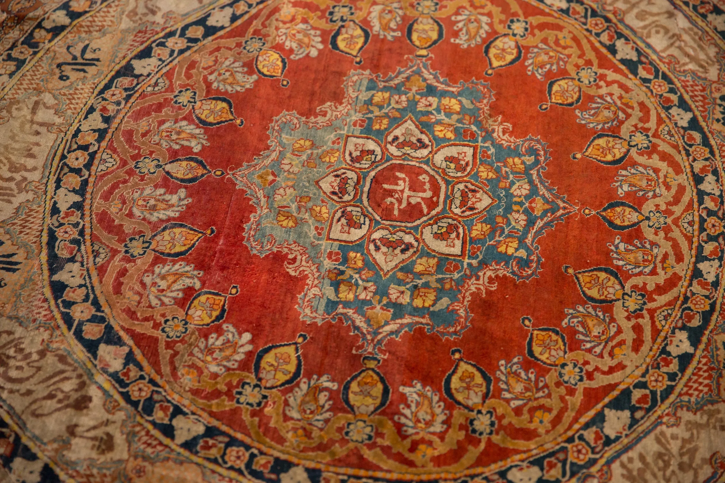 5x5 Antique Silk Tabriz Round Rug