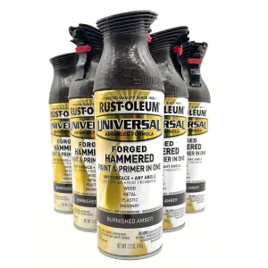 6 Cans | Rust-Oleum 271480 Universal Forged Hammered Burnished Amber - Spraypaint 340g