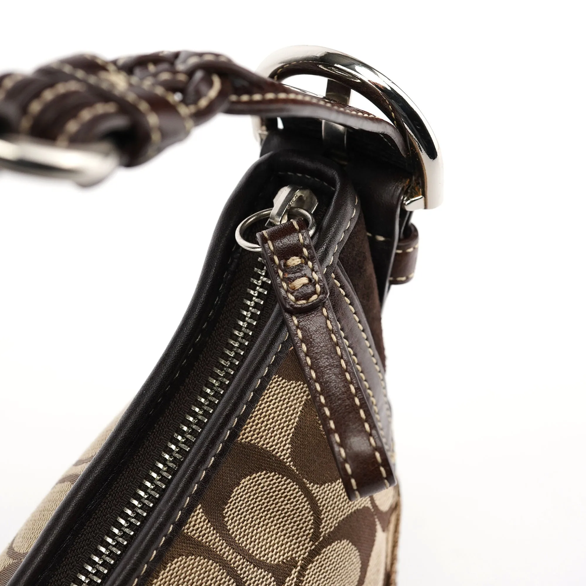 6266 Beige Brown Signature C Hobo Bag