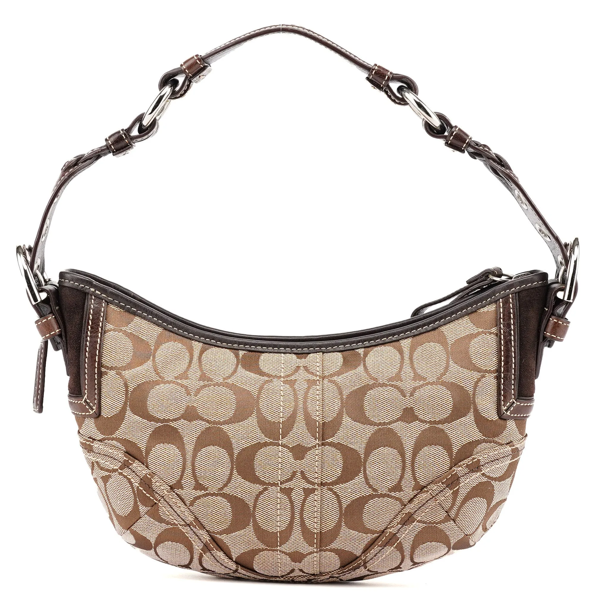 6266 Beige Brown Signature C Hobo Bag