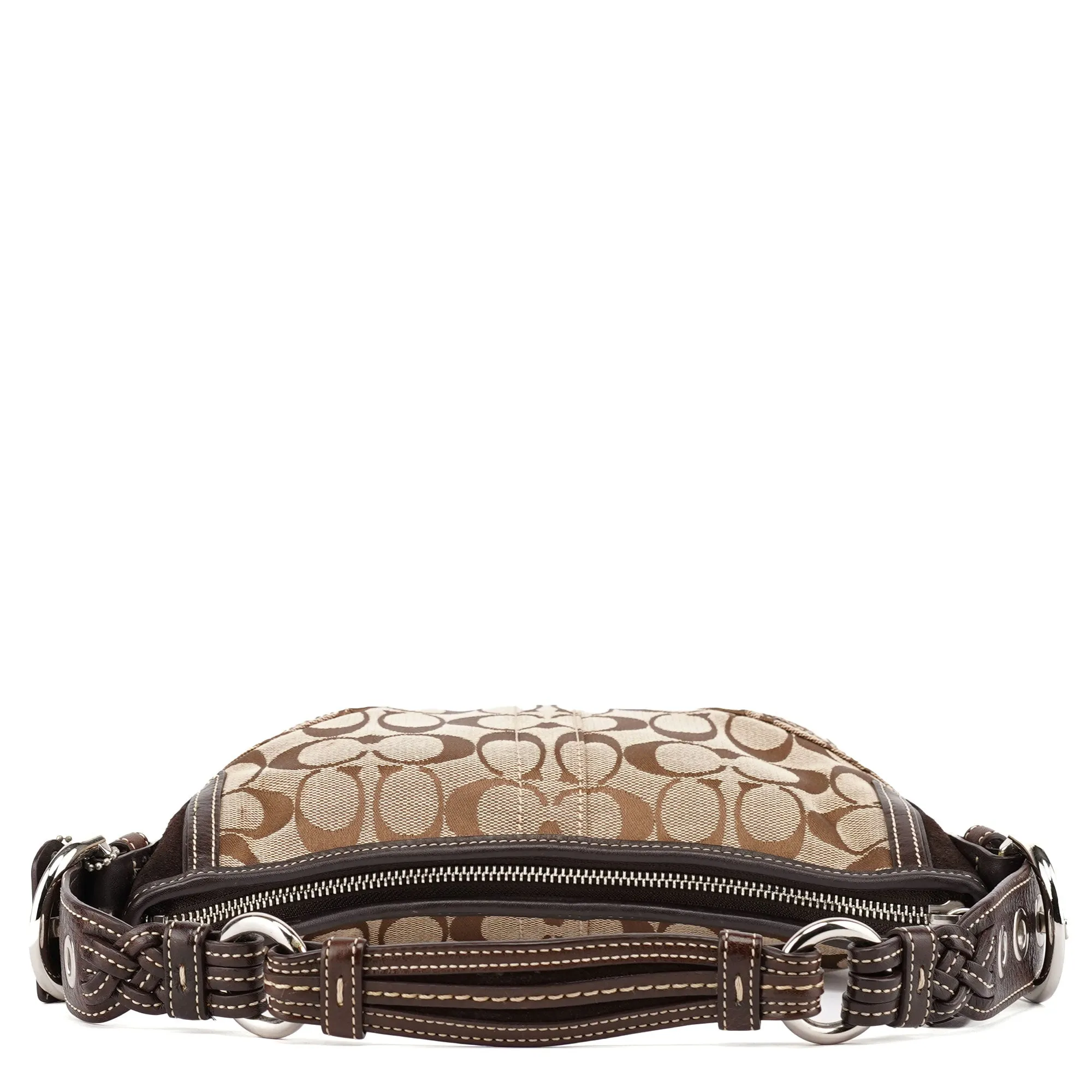 6266 Beige Brown Signature C Hobo Bag