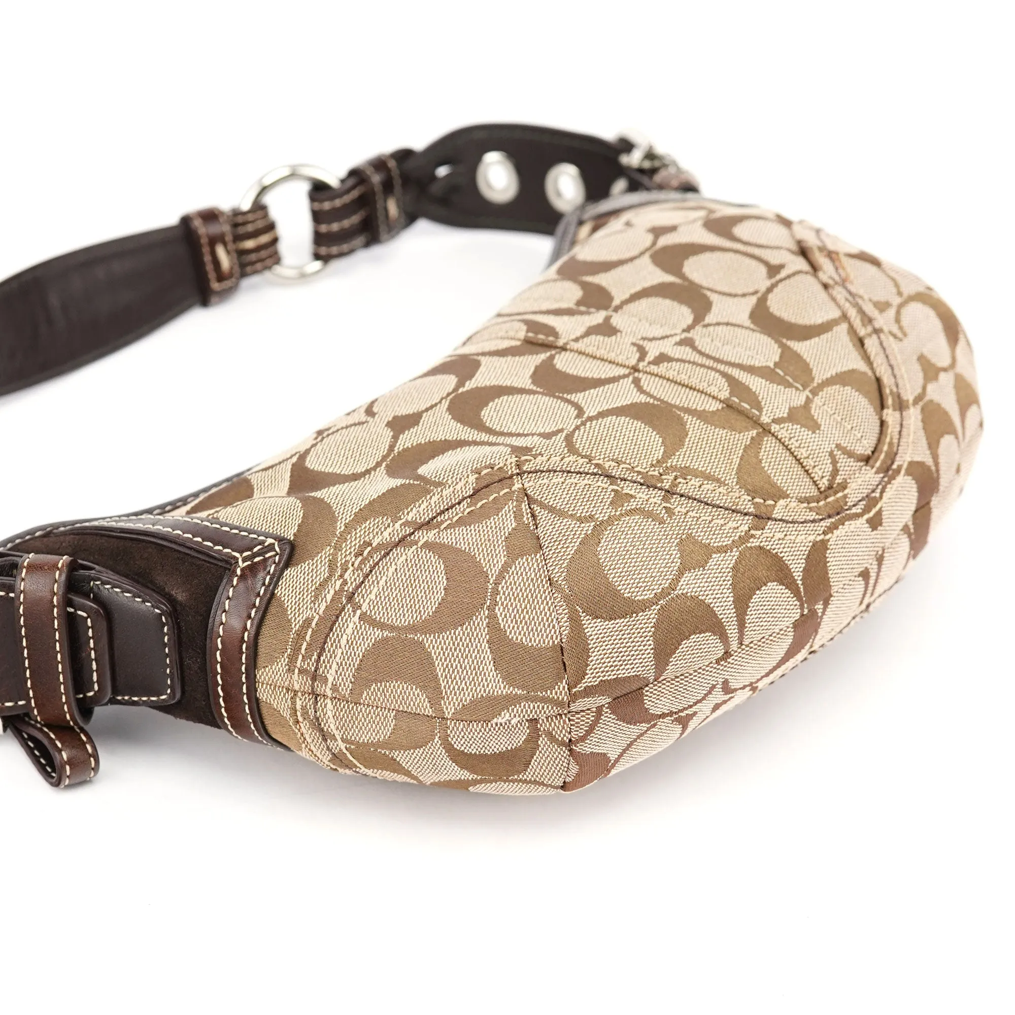 6266 Beige Brown Signature C Hobo Bag