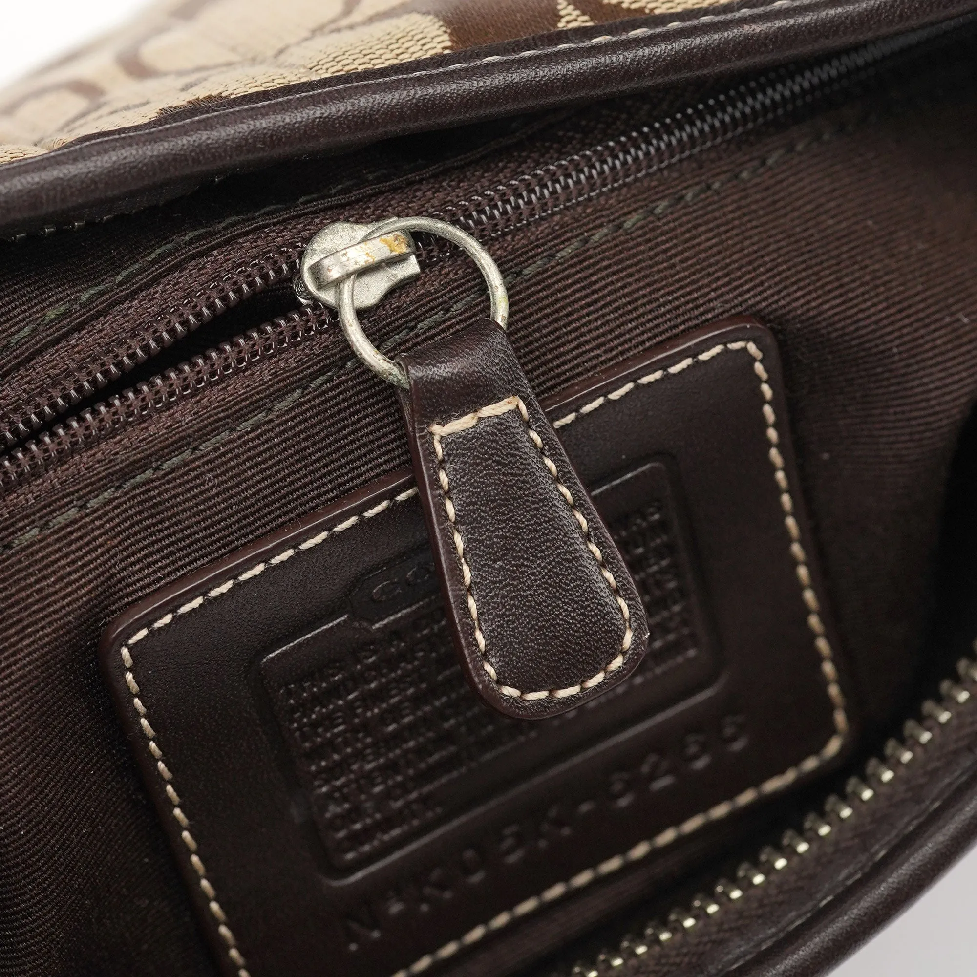 6266 Beige Brown Signature C Hobo Bag
