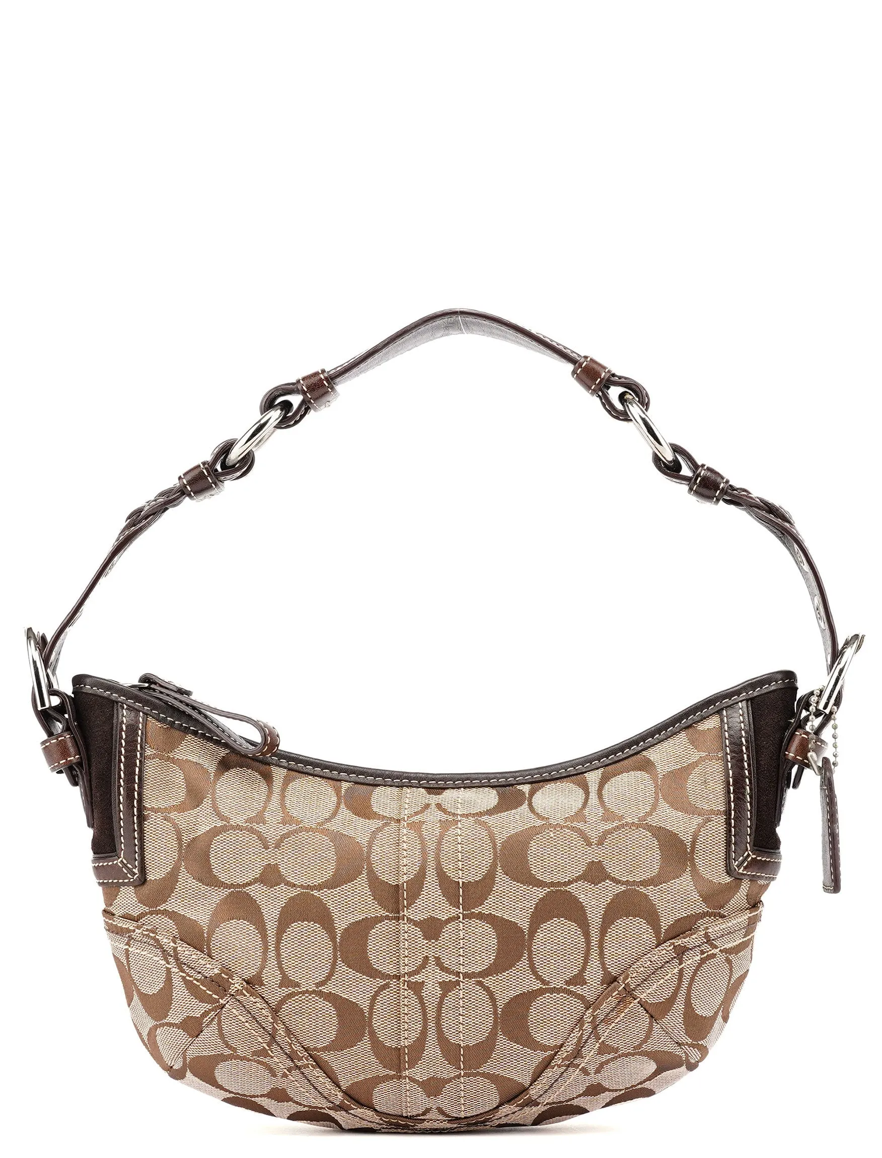 6266 Beige Brown Signature C Hobo Bag