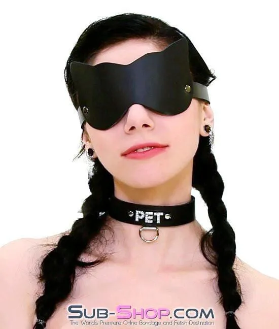 6842A      PET Rhinestone Collar, Black Leather