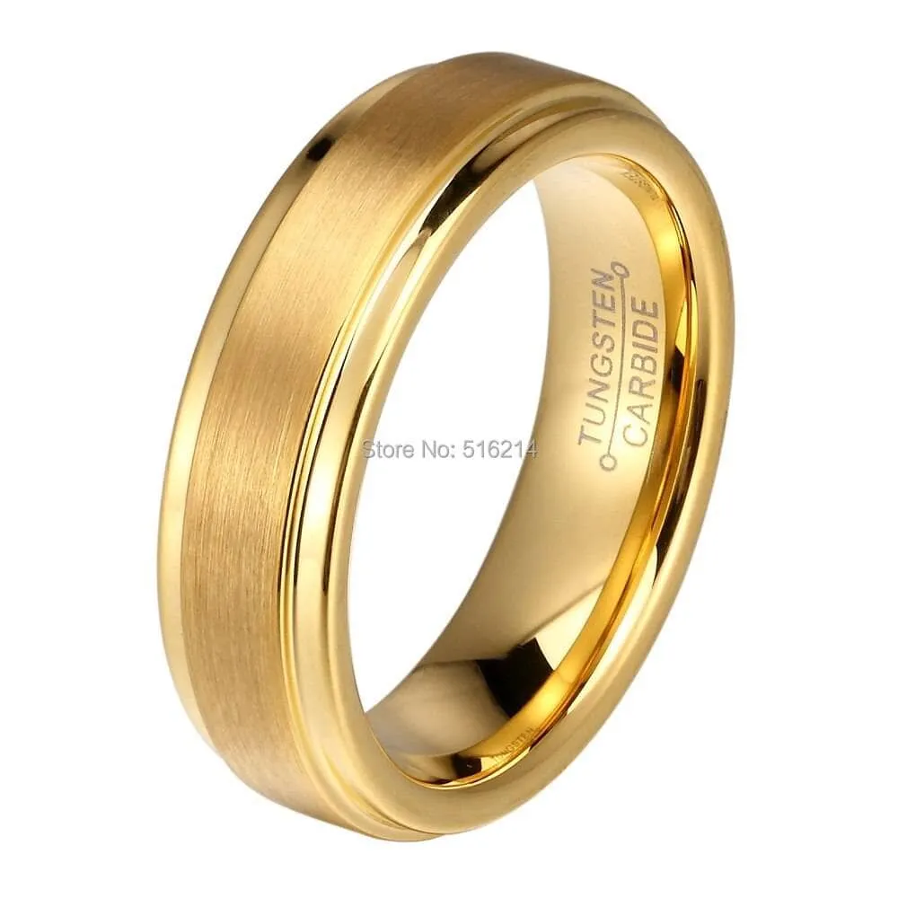 8mm/6mm/4mm Gold Tungsten Carbide Men's Wedding Band