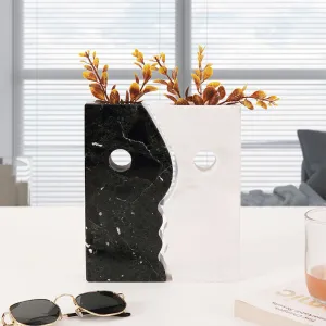 8" Marble Face Vase for kitchen table &  home décor - Flowers Vases Bookshelf