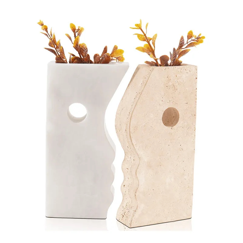 8" Marble Face Vase for kitchen table &  home décor - Flowers Vases Bookshelf