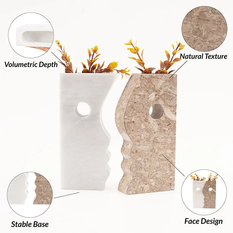 8" Marble Face Vase for kitchen table &  home décor - Flowers Vases Bookshelf