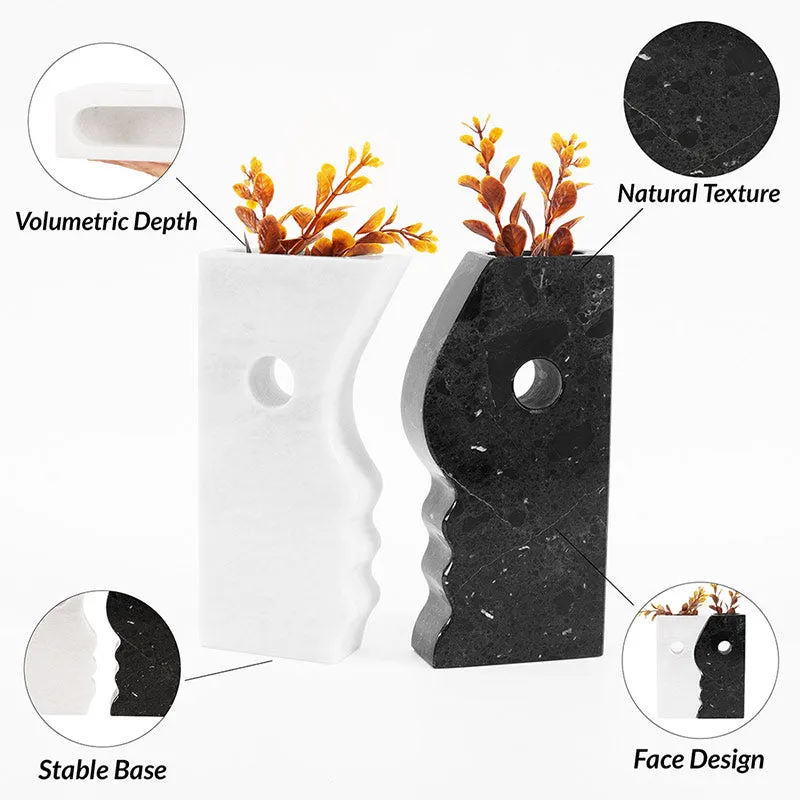 8" Marble Face Vase for kitchen table &  home décor - Flowers Vases Bookshelf
