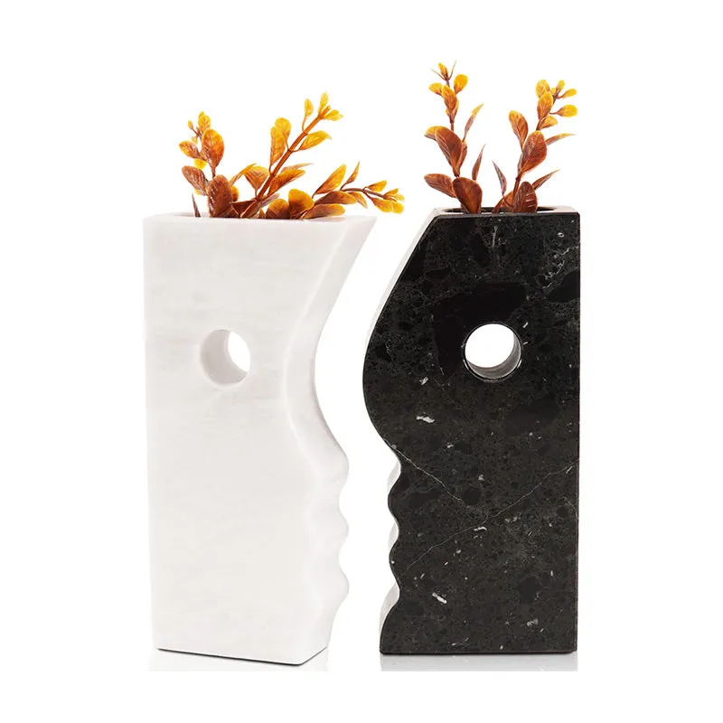 8" Marble Face Vase for kitchen table &  home décor - Flowers Vases Bookshelf