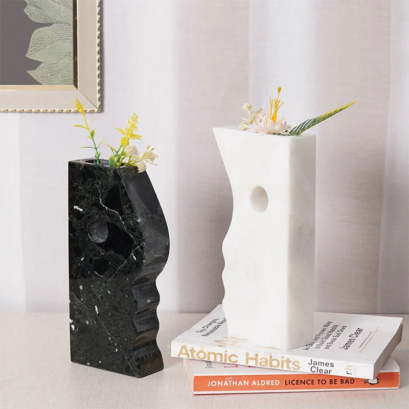 8" Marble Face Vase for kitchen table &  home décor - Flowers Vases Bookshelf
