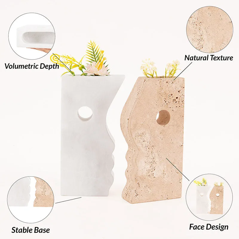 8" Marble Face Vase for kitchen table &  home décor - Flowers Vases Bookshelf
