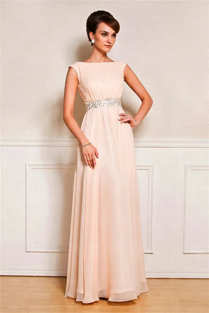 A-line short sleeves applique floor length mother's dress
