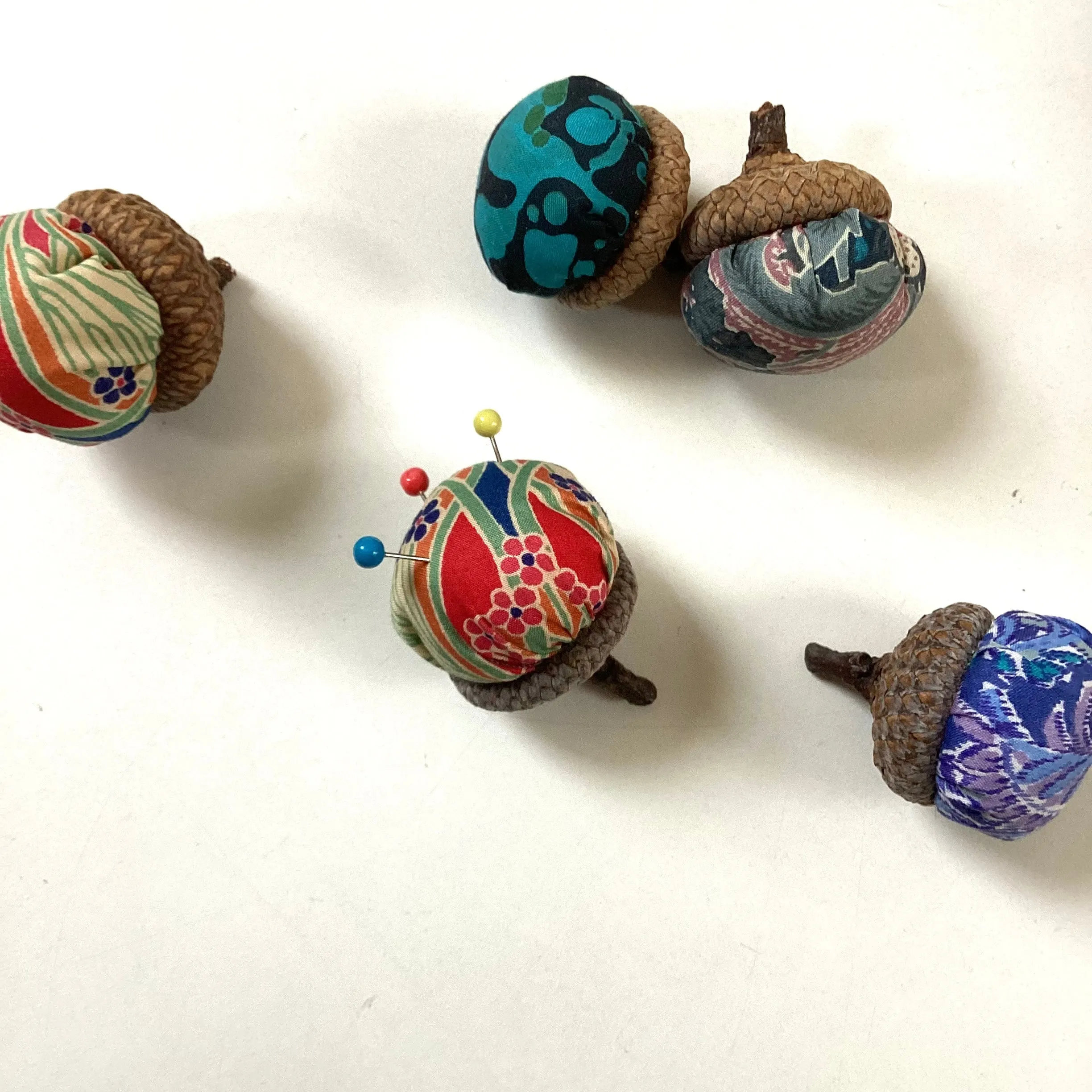 Acorn pincushions handmade with Liberty of London fabric