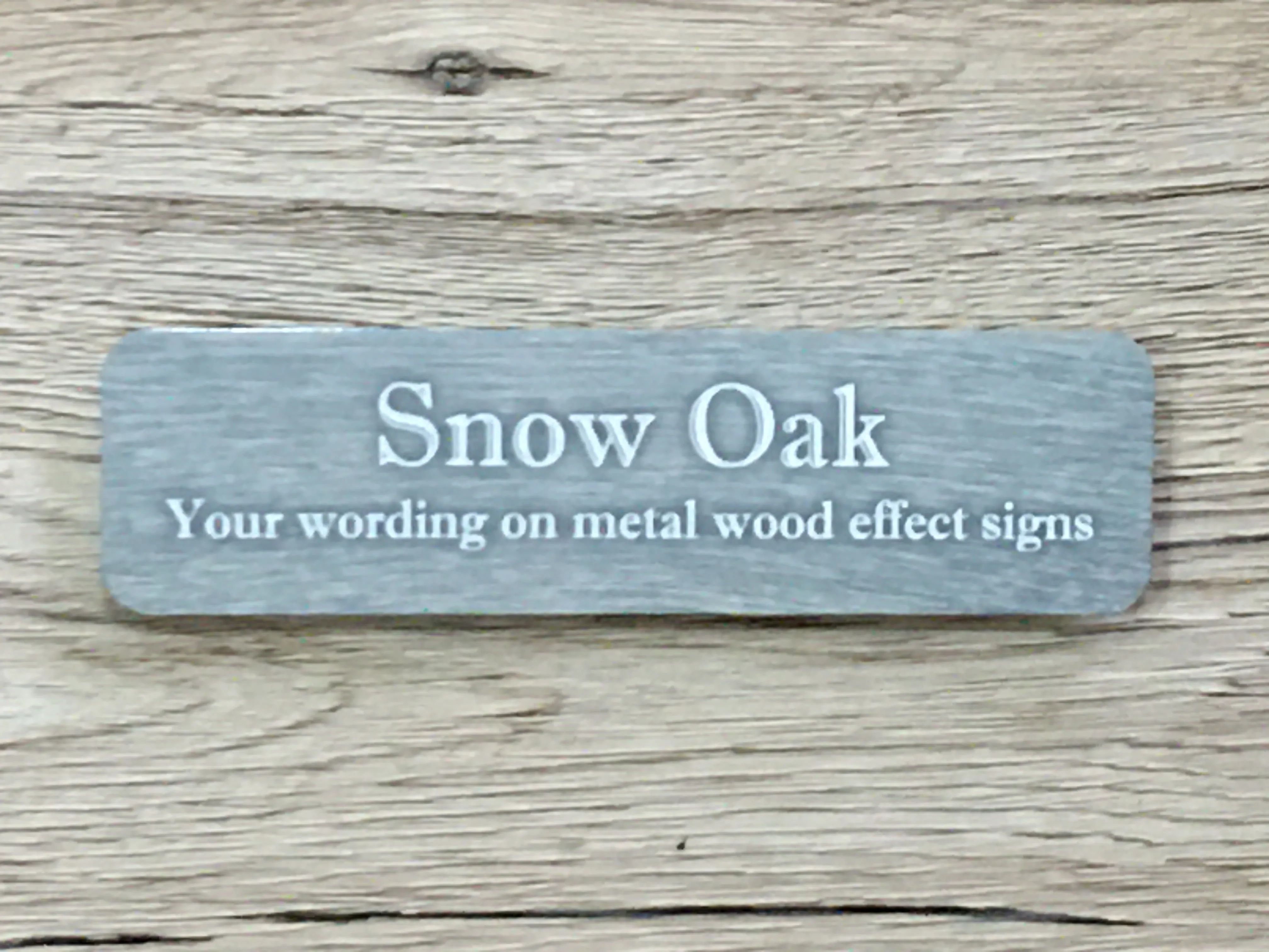Add Text to Wood Effect Metal Signs: Pine, Oak & Distressed Designs