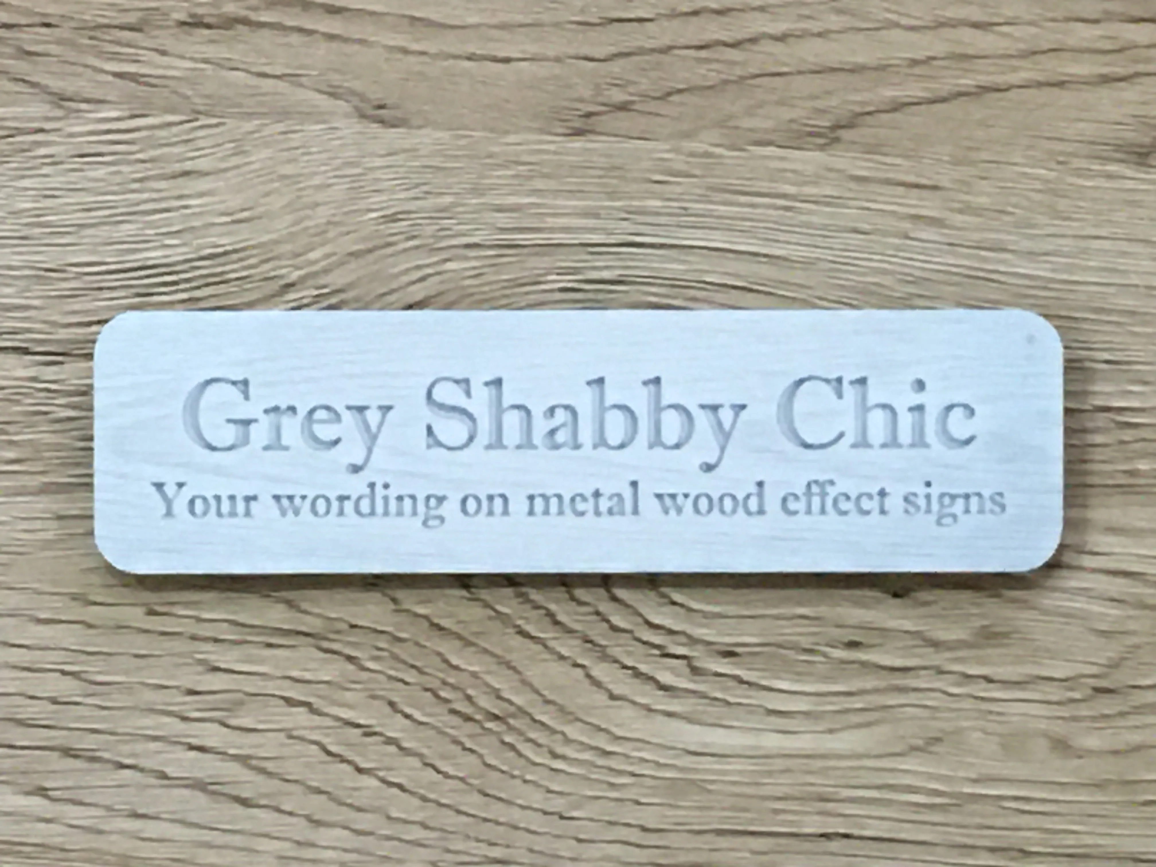 Add Text to Wood Effect Metal Signs: Pine, Oak & Distressed Designs