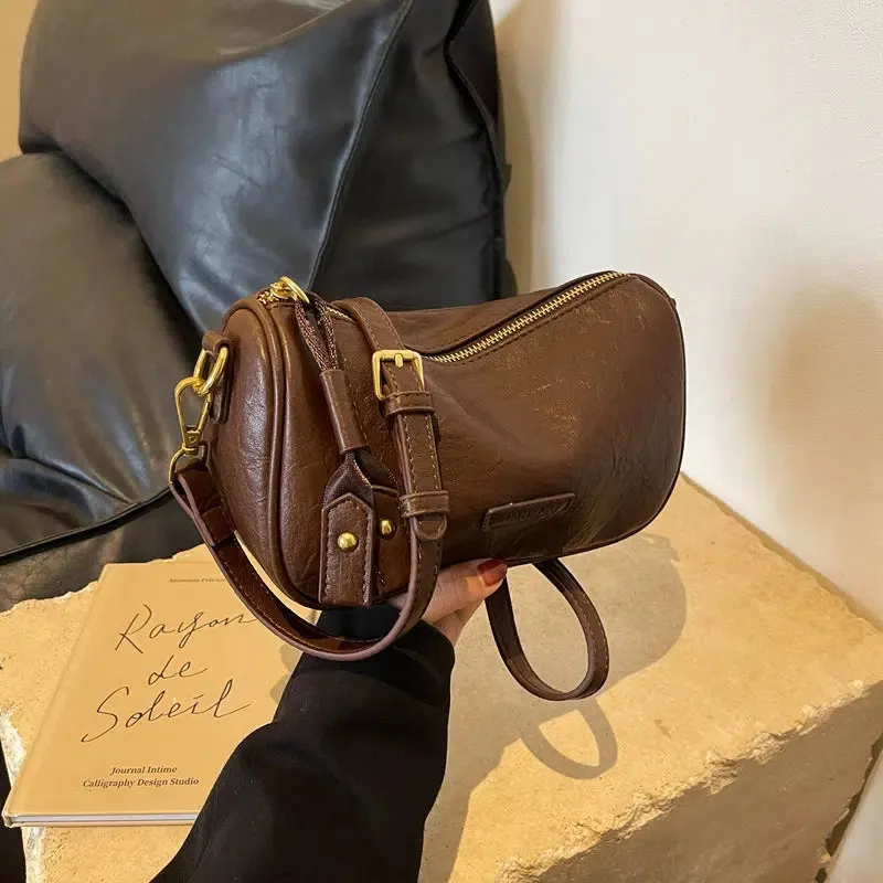 Adjustable Strap Leather Crossbody Bag