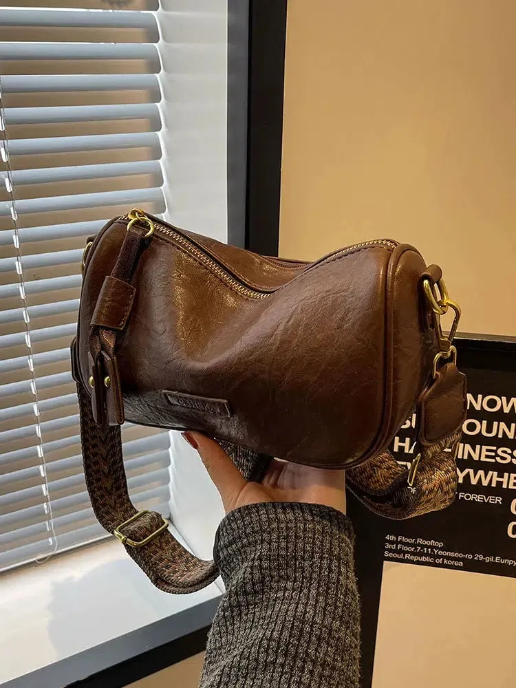 Adjustable Strap Leather Crossbody Bag