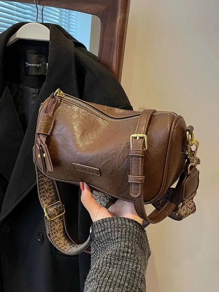 Adjustable Strap Leather Crossbody Bag