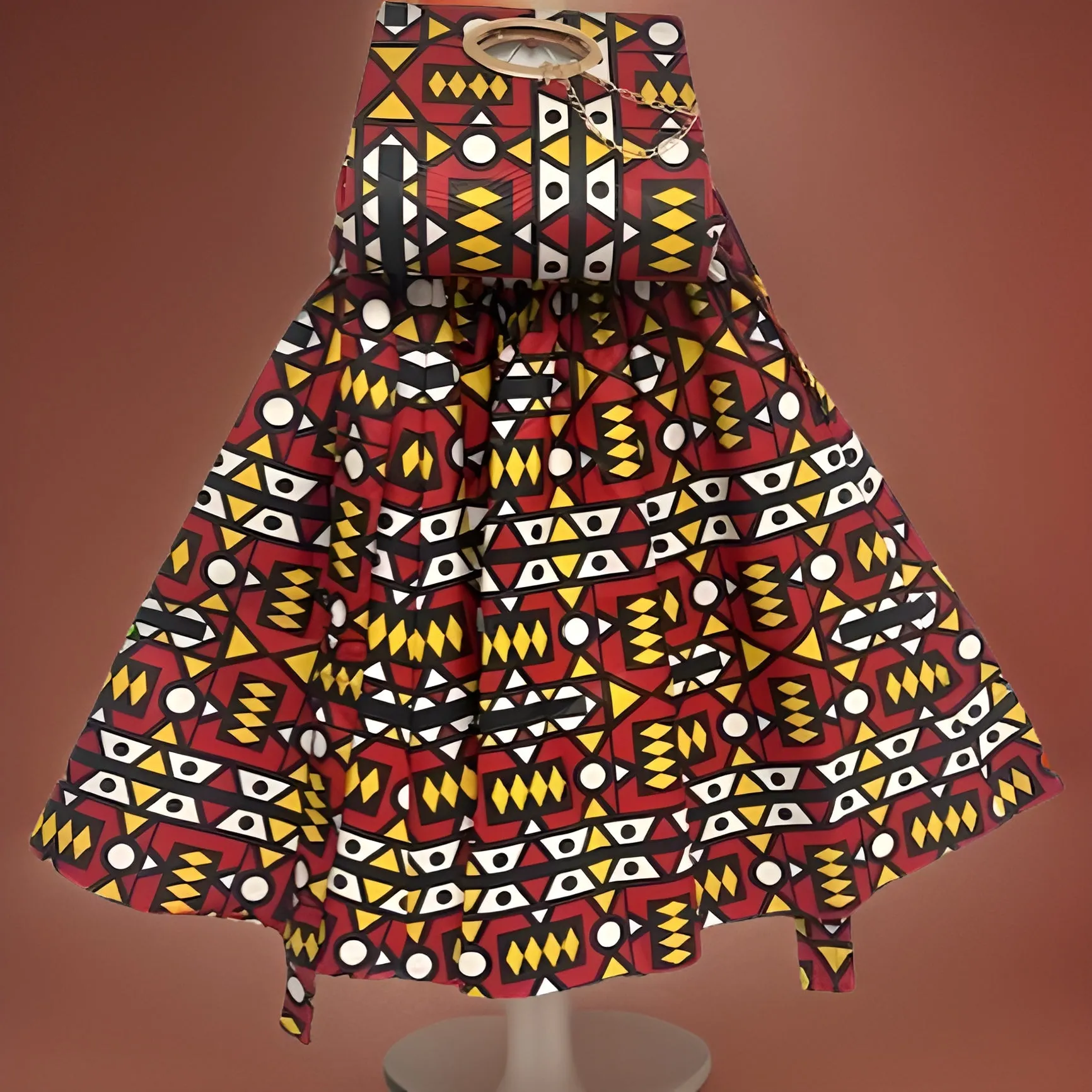 African Print Short Skirt & Handbag Set