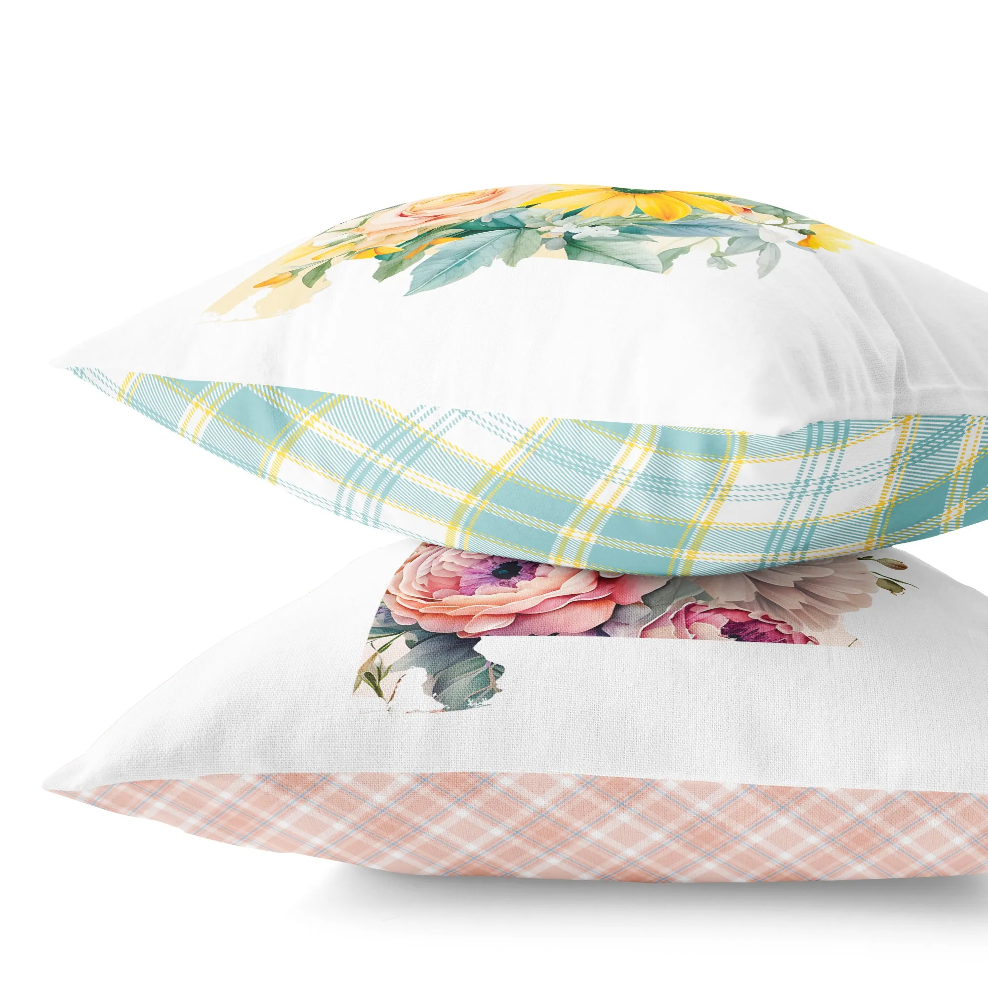 Alabama State Silhouette Pillow with Summer Blooms - 18x18 Inch
