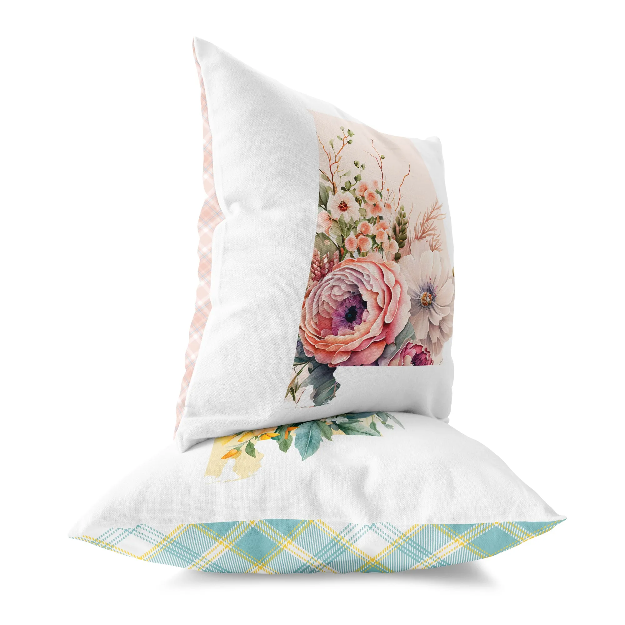 Alabama State Silhouette Pillow with Summer Blooms - 18x18 Inch